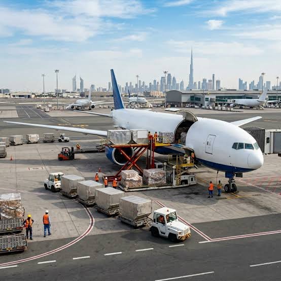 Modern logistics professional reviewing air cargo documentation